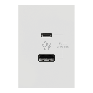 M3T_USB2_WE - Ổ sạc USB type A + C, 2.4A, size 2S